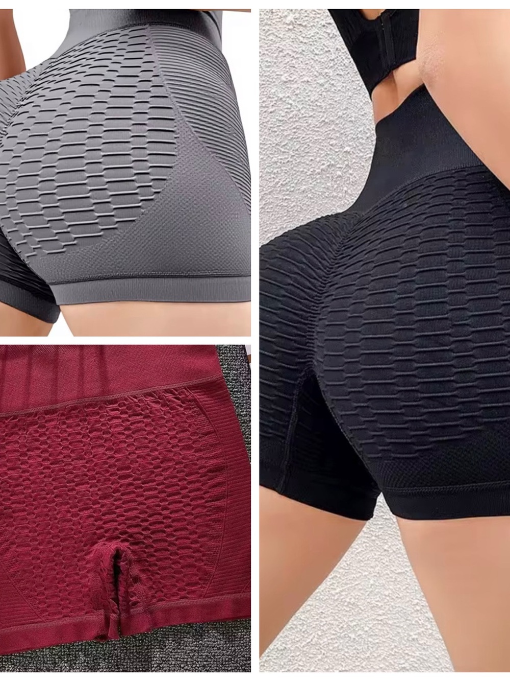 🧘♂️3/$12 pair of Yoga🧘♂️Exercise High-Waist - yoga shorts Burgundy.Gray, Black - Picture 1 of 13